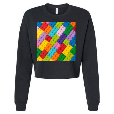 Many Toy Blocks Pattern Cropped Pullover Crew