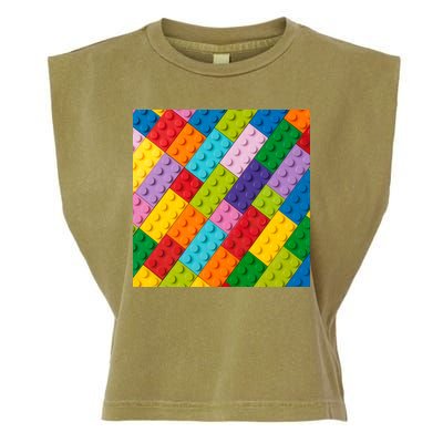 Many Toy Blocks Pattern Garment-Dyed Women's Muscle Tee