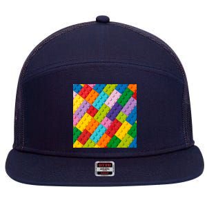 Many Toy Blocks Pattern 7 Panel Mesh Trucker Snapback Hat