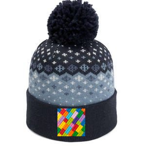 Many Toy Blocks Pattern The Baniff Cuffed Pom Beanie