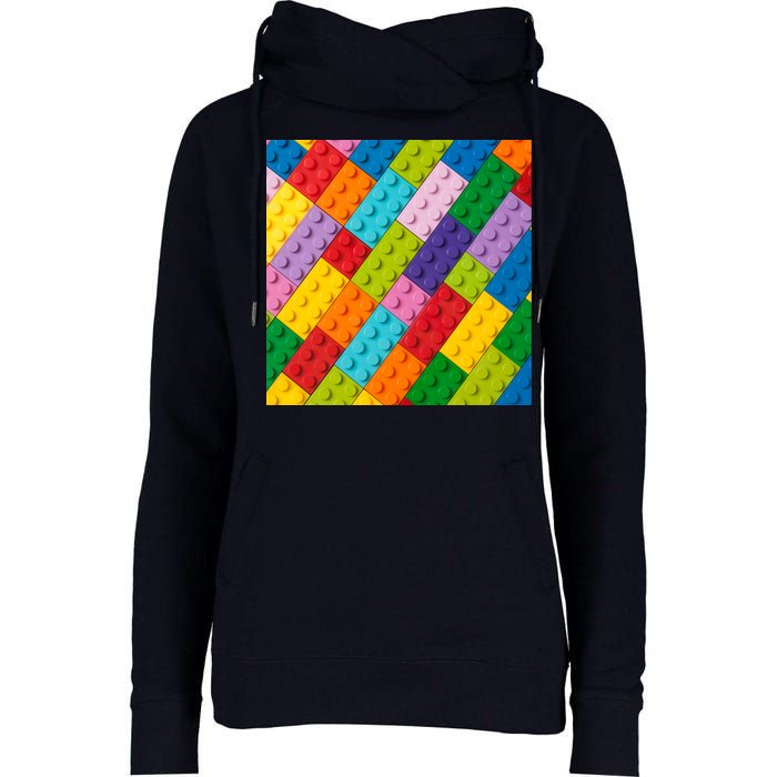 Many Toy Blocks Pattern Womens Funnel Neck Pullover Hood