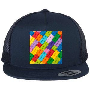 Many Toy Blocks Pattern Flat Bill Trucker Hat