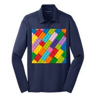 Many Toy Blocks Pattern Silk Touch Performance Long Sleeve Polo