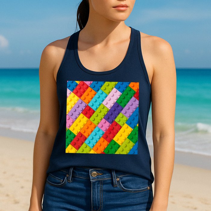 Many Toy Blocks Pattern Womens Tank Top