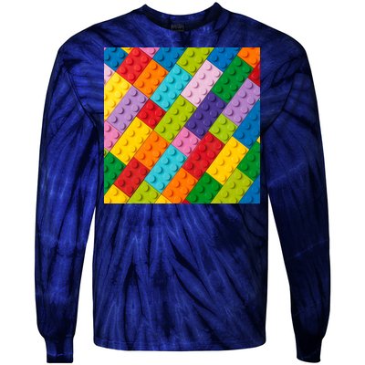 Many Toy Blocks Pattern Tie-Dye Long Sleeve Shirt