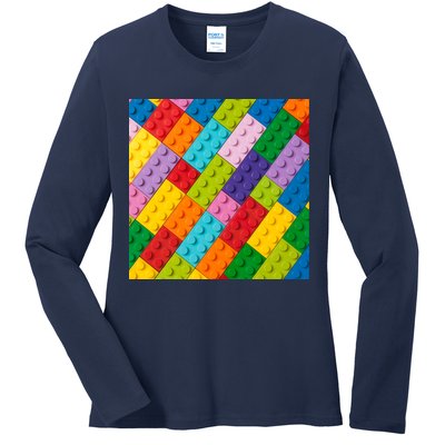 Many Toy Blocks Pattern Ladies Long Sleeve Shirt