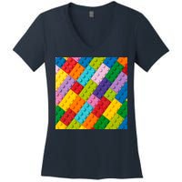Many Toy Blocks Pattern Women's V-Neck T-Shirt