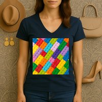 Many Toy Blocks Pattern Women's V-Neck T-Shirt