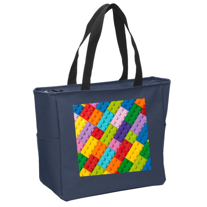 Many Toy Blocks Pattern Zip Tote Bag