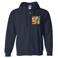 Many Toy Blocks Pattern Full Zip Hoodie