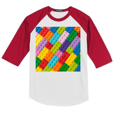 Many Toy Blocks Pattern Kids Colorblock Raglan Jersey