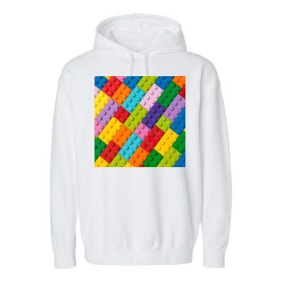 Many Toy Blocks Pattern Garment-Dyed Fleece Hoodie