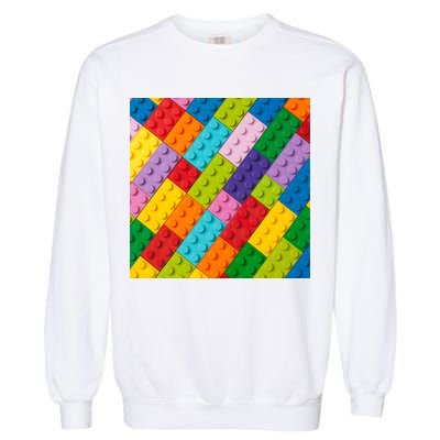 Many Toy Blocks Pattern Garment-Dyed Sweatshirt