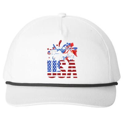 Monster Truck Boy USA American Flag July 4th Snapback Five-Panel Rope Hat