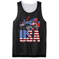 Monster Truck Boy USA American Flag July 4th Mesh Reversible Basketball Jersey Tank