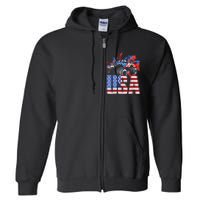 Monster Truck Boy USA American Flag July 4th Full Zip Hoodie