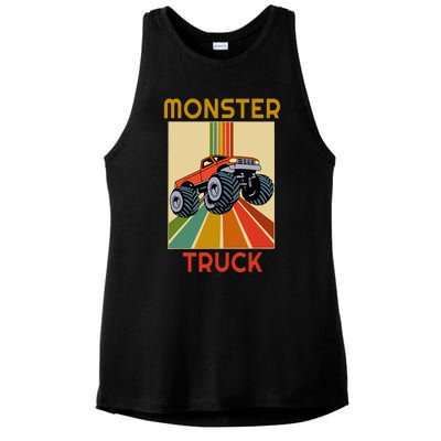 Monster Truck Big Style Truck Ladies PosiCharge Tri-Blend Wicking Tank