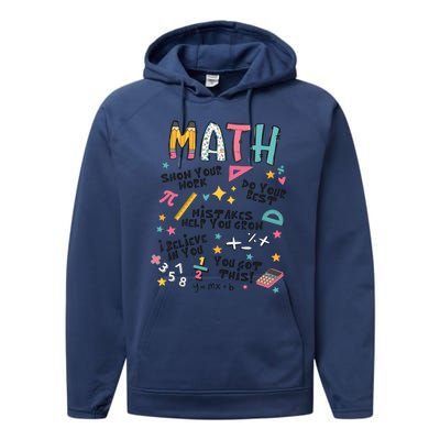 Math Teacher Back To School Performance Fleece Hoodie