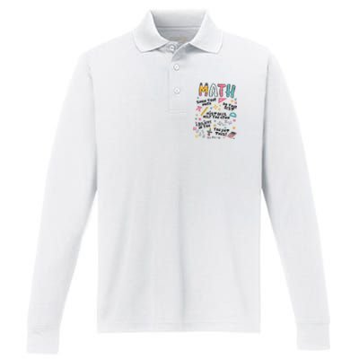 Math Teacher Back To School Performance Long Sleeve Polo