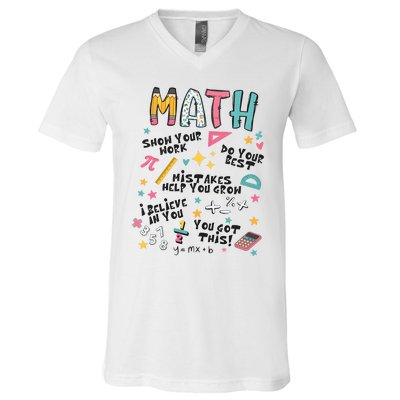 Math Teacher Back To School V-Neck T-Shirt