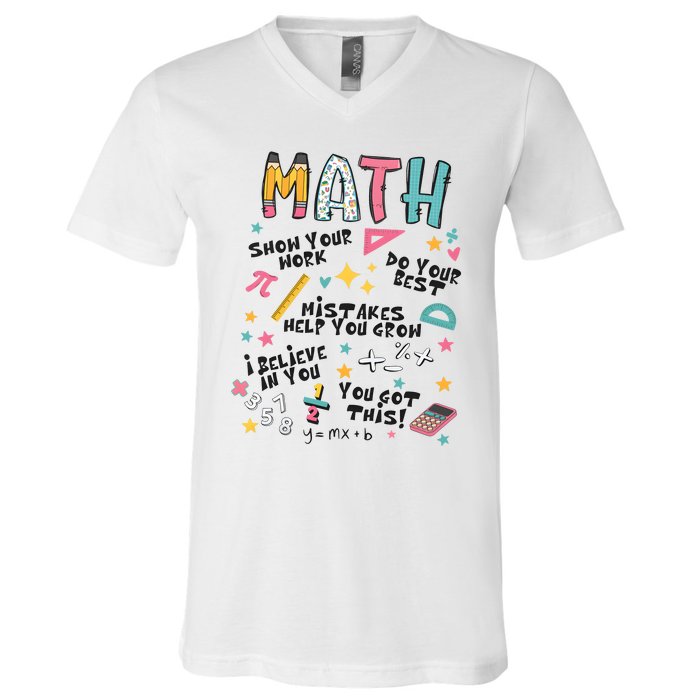 Math Teacher Back To School V-Neck T-Shirt