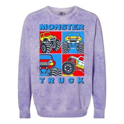 Monster Truck Block Colorblast Crewneck Sweatshirt