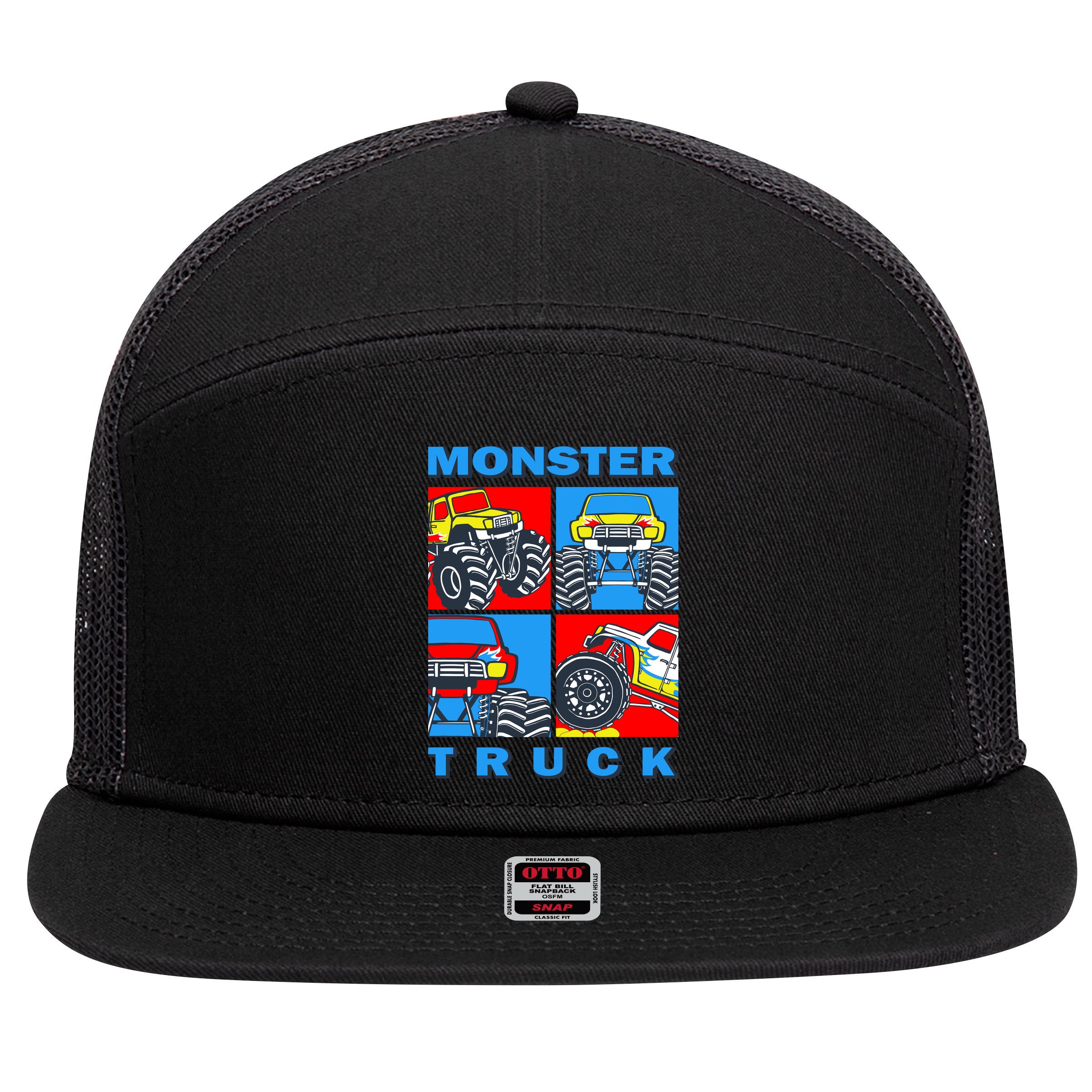 Monster Truck Block 7 Panel Mesh Trucker Snapback Hat