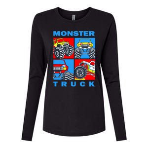 Monster Truck Block Womens Cotton Relaxed Long Sleeve T-Shirt