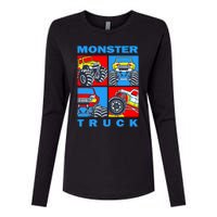 Monster Truck Block Womens Cotton Relaxed Long Sleeve T-Shirt