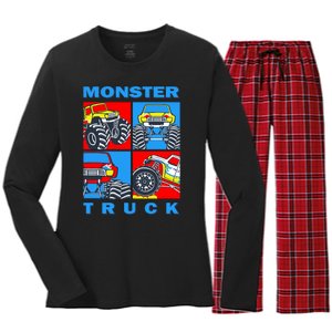 Monster Truck Block Women's Long Sleeve Flannel Pajama Set 