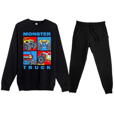 Monster Truck Block Premium Crewneck Sweatsuit Set