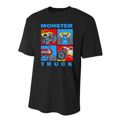 Monster Truck Block Youth Performance Sprint T-Shirt