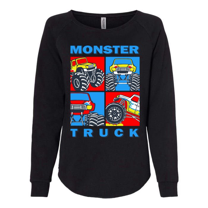 Monster Truck Block Womens California Wash Sweatshirt