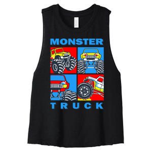 Monster Truck Block Women's Racerback Cropped Tank