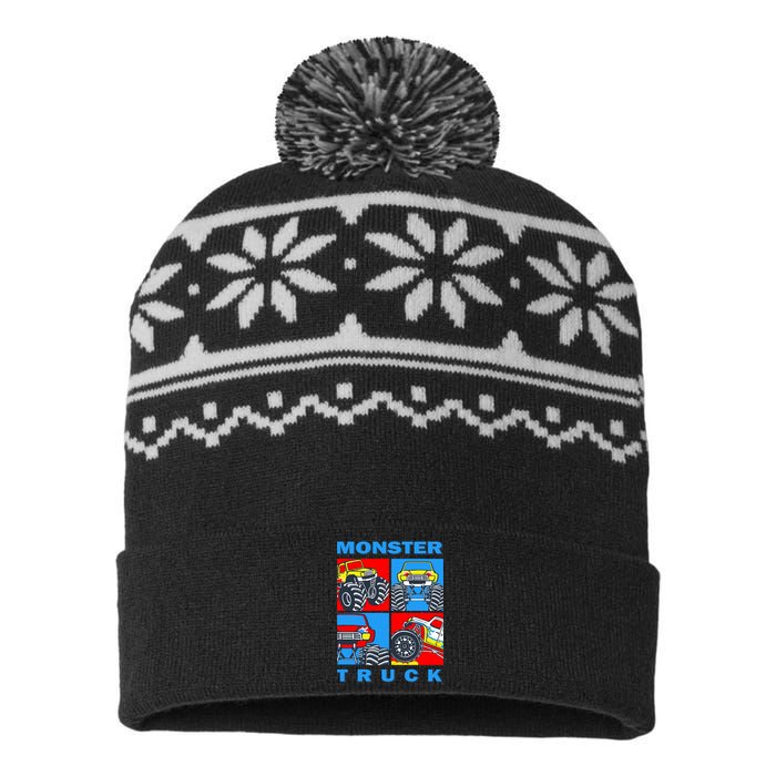 Monster Truck Block USA-Made Snowflake Beanie