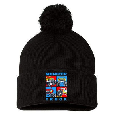 Monster Truck Block Pom Pom 12in Knit Beanie