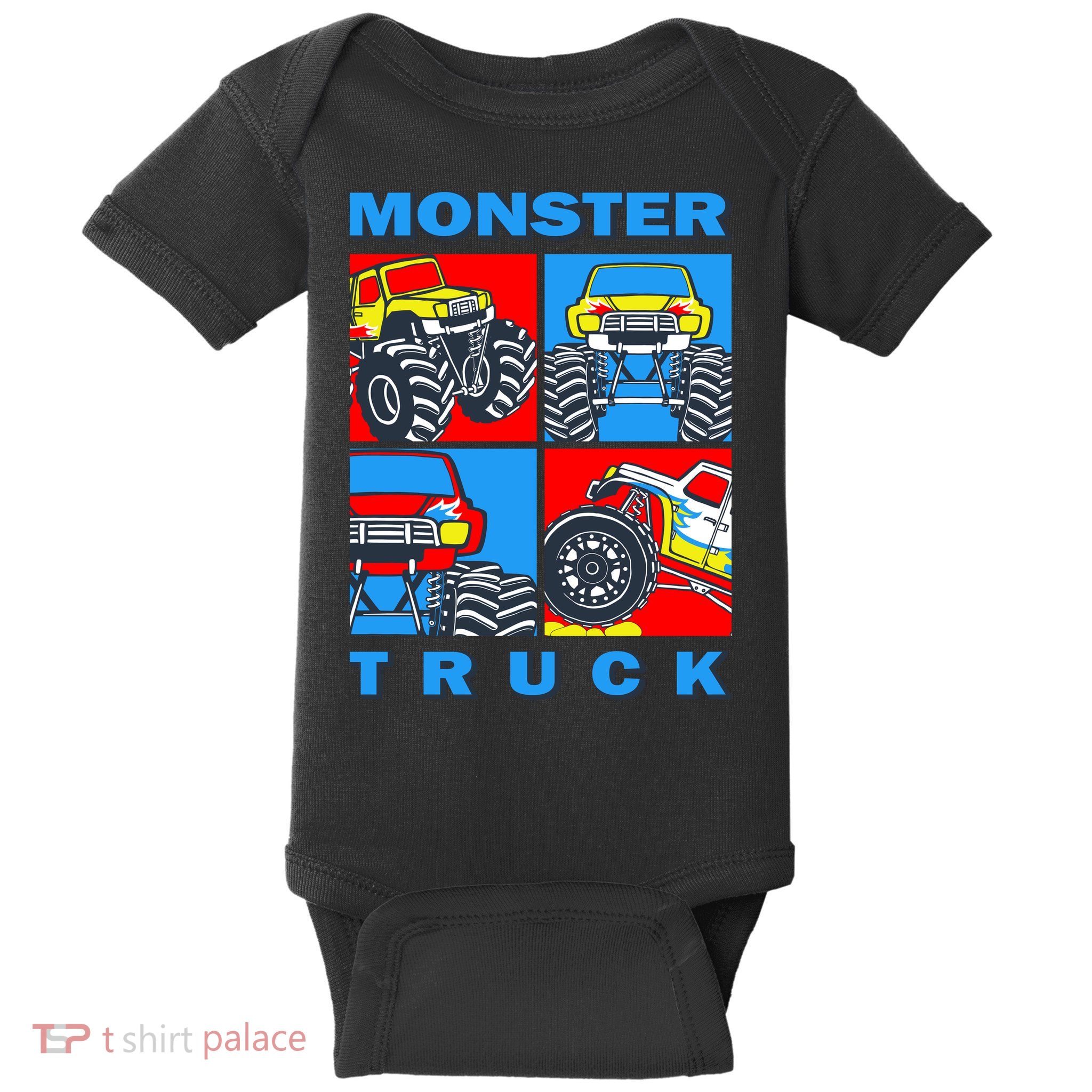 Monster Truck Block Baby Bodysuit