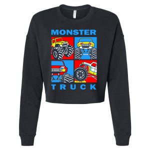 Monster Truck Block Cropped Pullover Crew