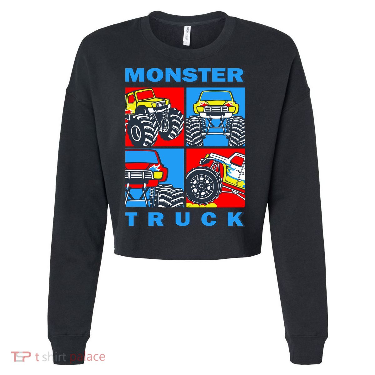 Monster Truck Block Cropped Pullover Crew