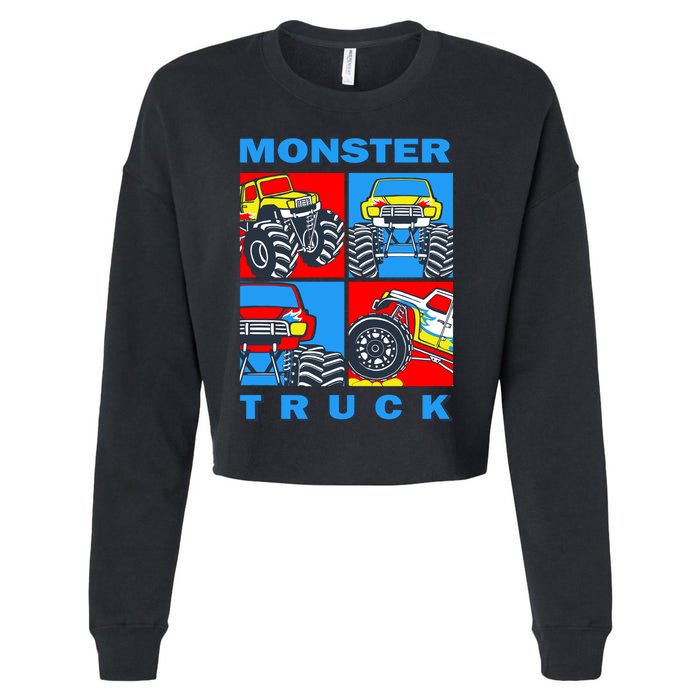 Monster Truck Block Cropped Pullover Crew