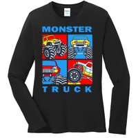 Monster Truck Block Ladies Long Sleeve Shirt