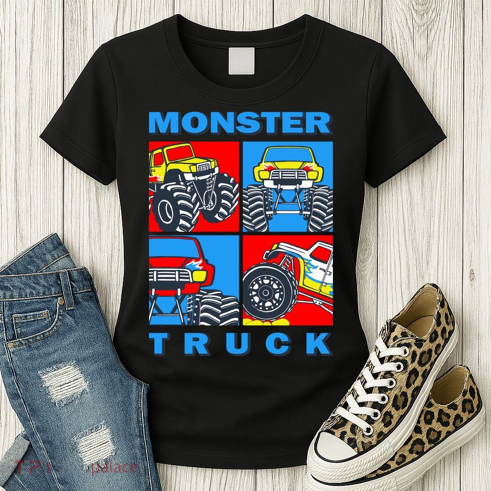 Monster Truck Block Womens T-Shirt