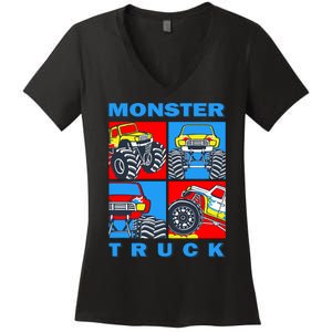 Monster Truck Block Women's V-Neck T-Shirt