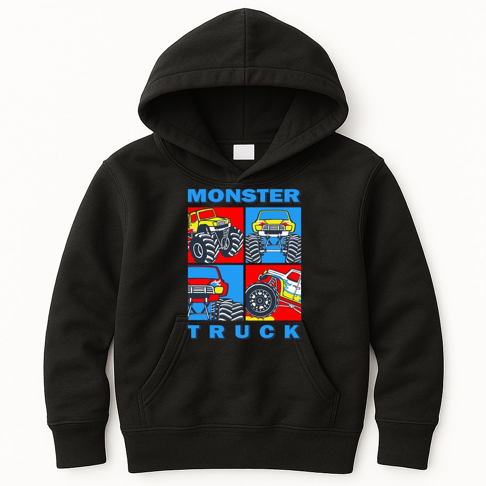 Monster Truck Block Kids Hoodie
