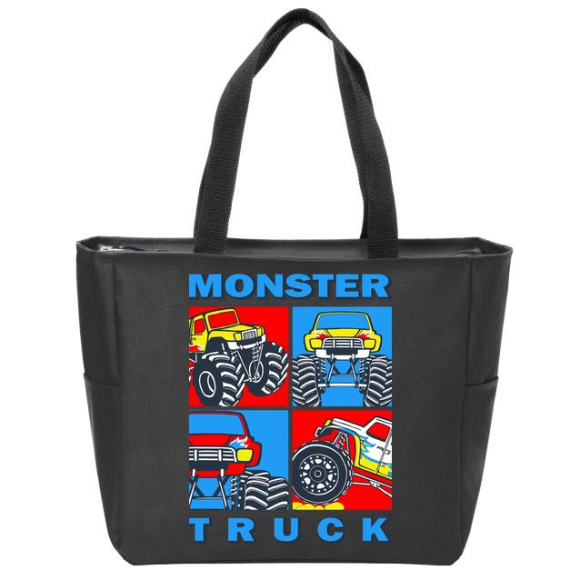 Monster Truck Block Zip Tote Bag