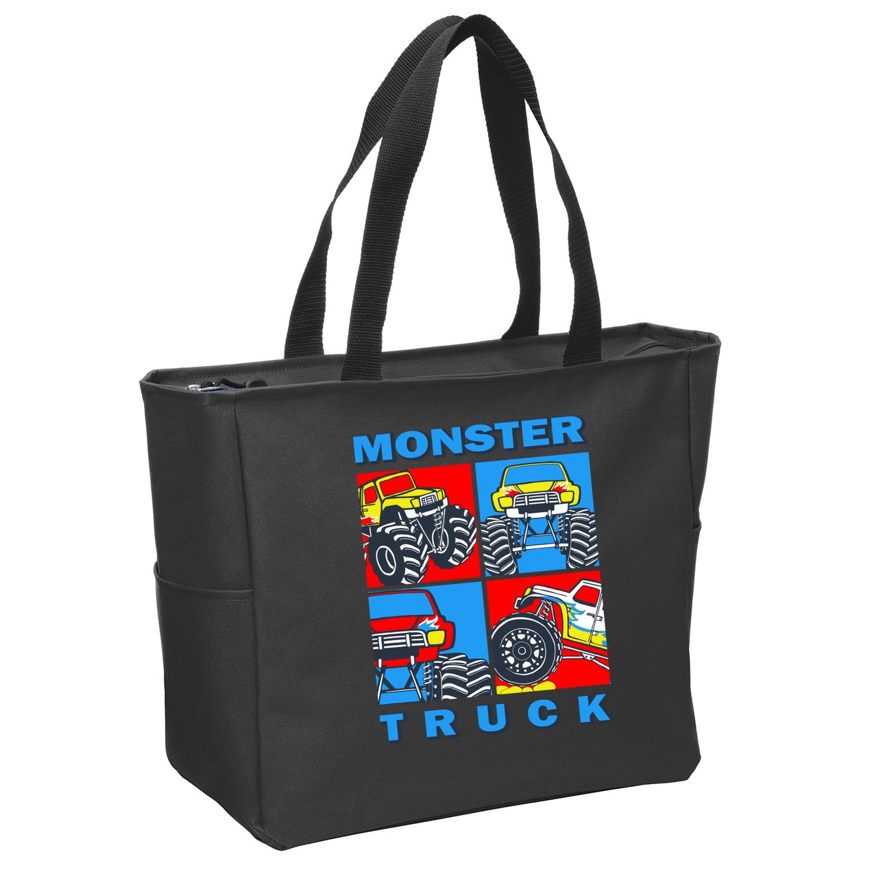 Monster Truck Block Zip Tote Bag