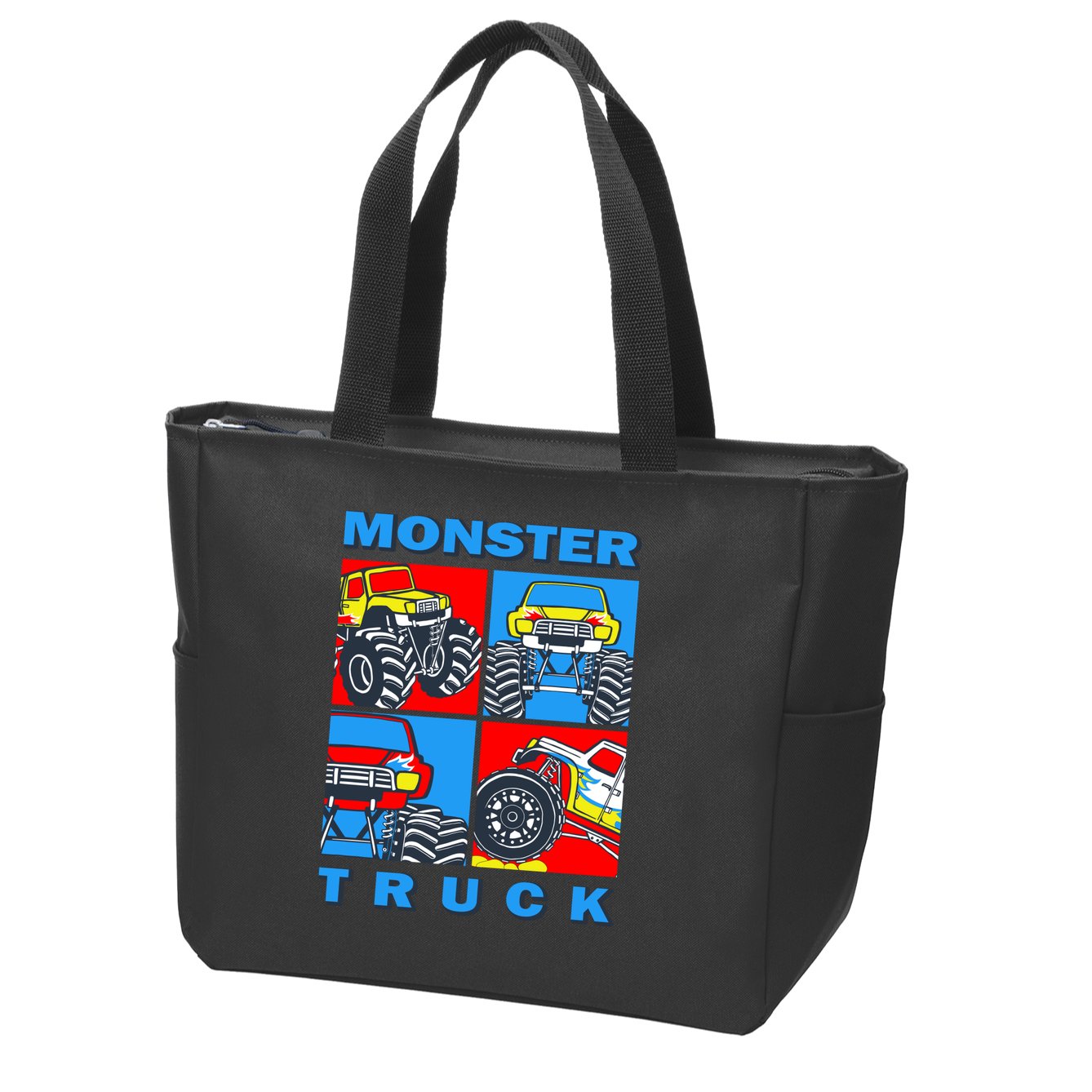 Monster Truck Block Zip Tote Bag