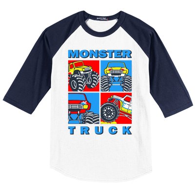 Monster Truck Block Baseball Sleeve Shirt