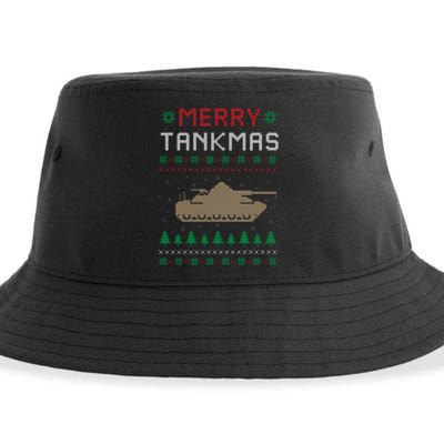 Merry Tankmas Battle Tank Military Ugly Christmas Sweater Sustainable Bucket Hat