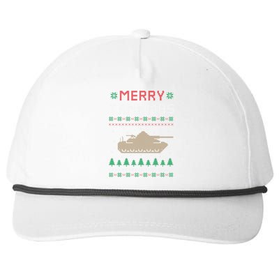 Merry Tankmas Battle Tank Military Ugly Christmas Sweater Snapback Five-Panel Rope Hat